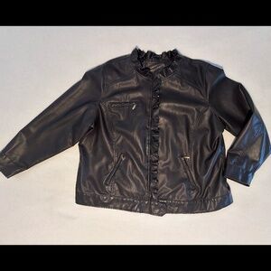 Dollhouse Woman’s Plus Size Faux Leather Distressed Jacket - 3X